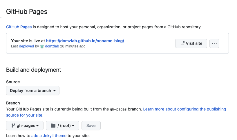 GitHub pages link